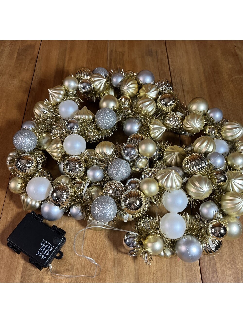 Kringle Express 6’ Metallic Lit Shatterproof Ornament Garland